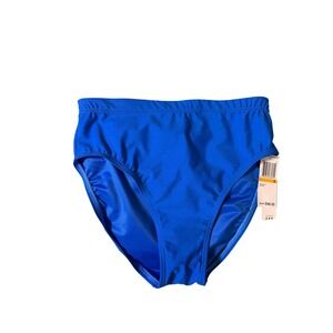 Maidenform Beach Womens Swim Bottoms S Blue High Waist Tummy Control Minimalist